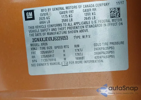 2018 Chevrolet Equinox Lt from USA, damaged, VIN 2GNAXJEVXJ6229053